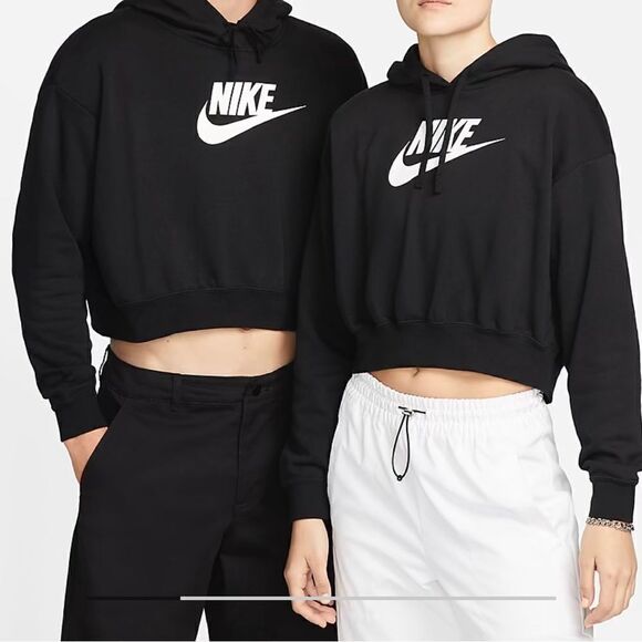 NWT Nike Fleece Oversized Cropped Graphic Hoodie Women XL(DQ5850-010)MSRP$70 - Picture 1 of 11